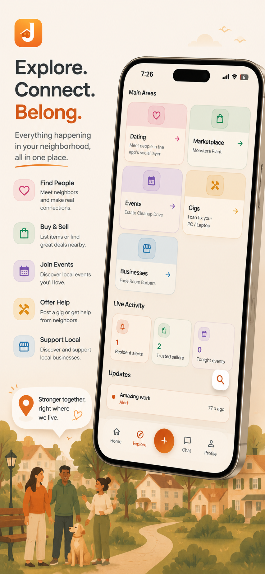 JiraniFy mobile app noticeboard screen